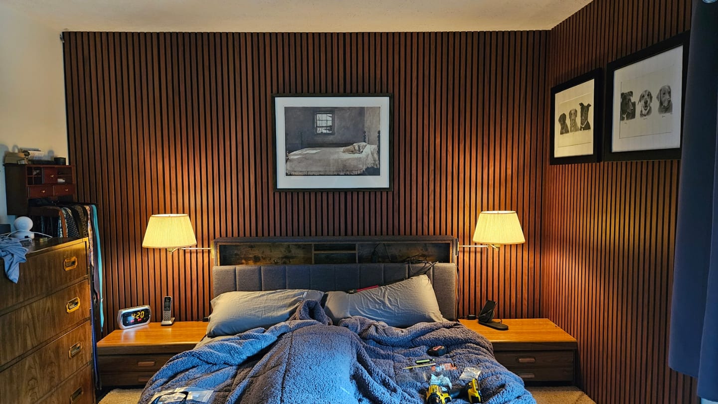 Customer photo review of Natural Walnut Acoustic Slat Panels