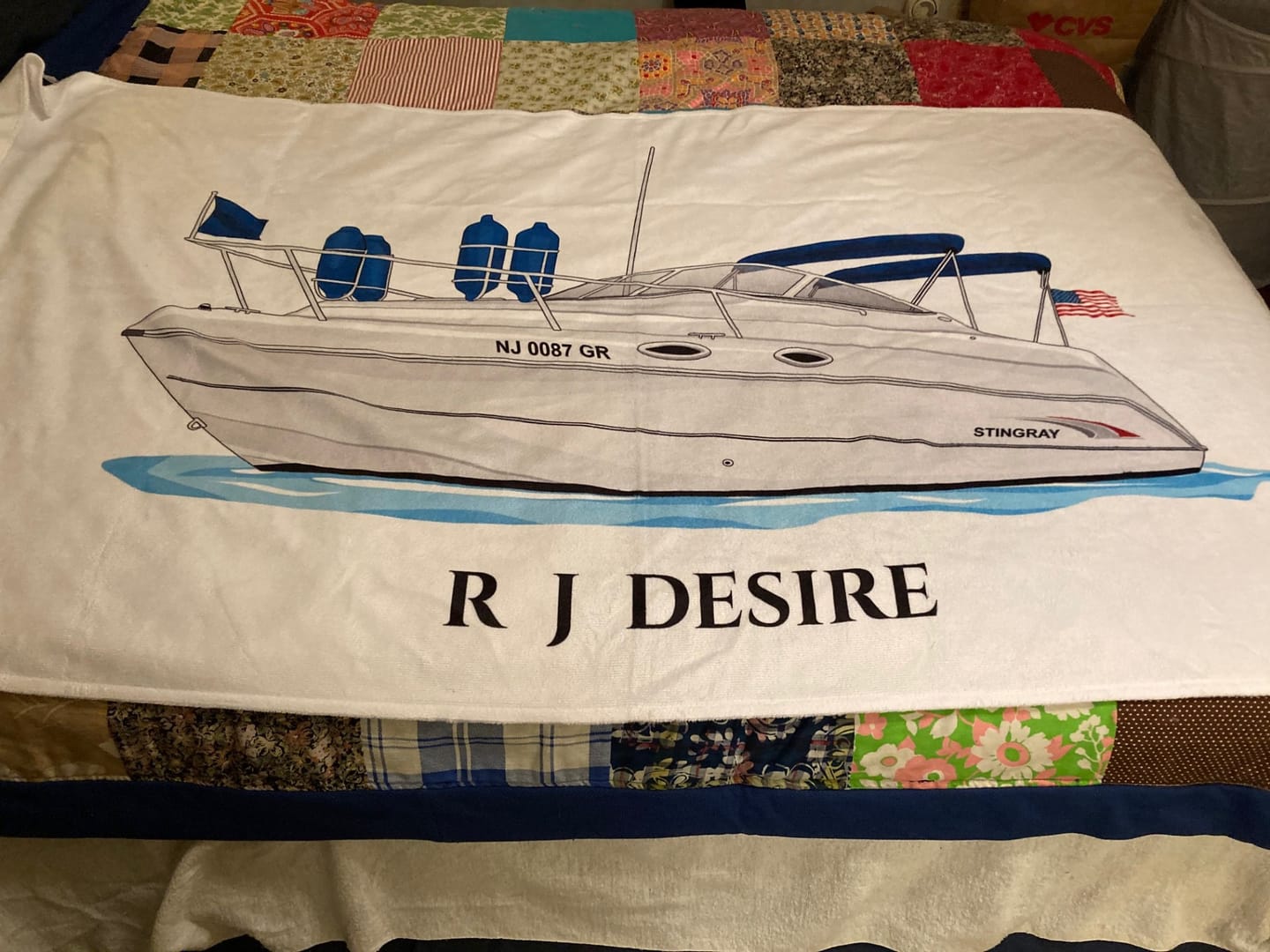 Customer photo review of Custom Beach Towel