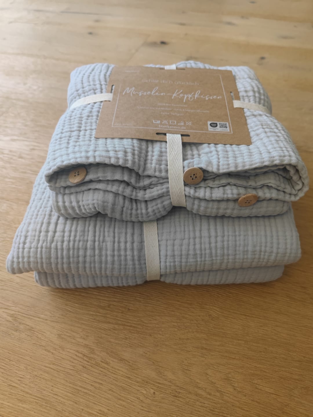 Customer photo review of Musselin Bettwäsche Set • Kristallgrau