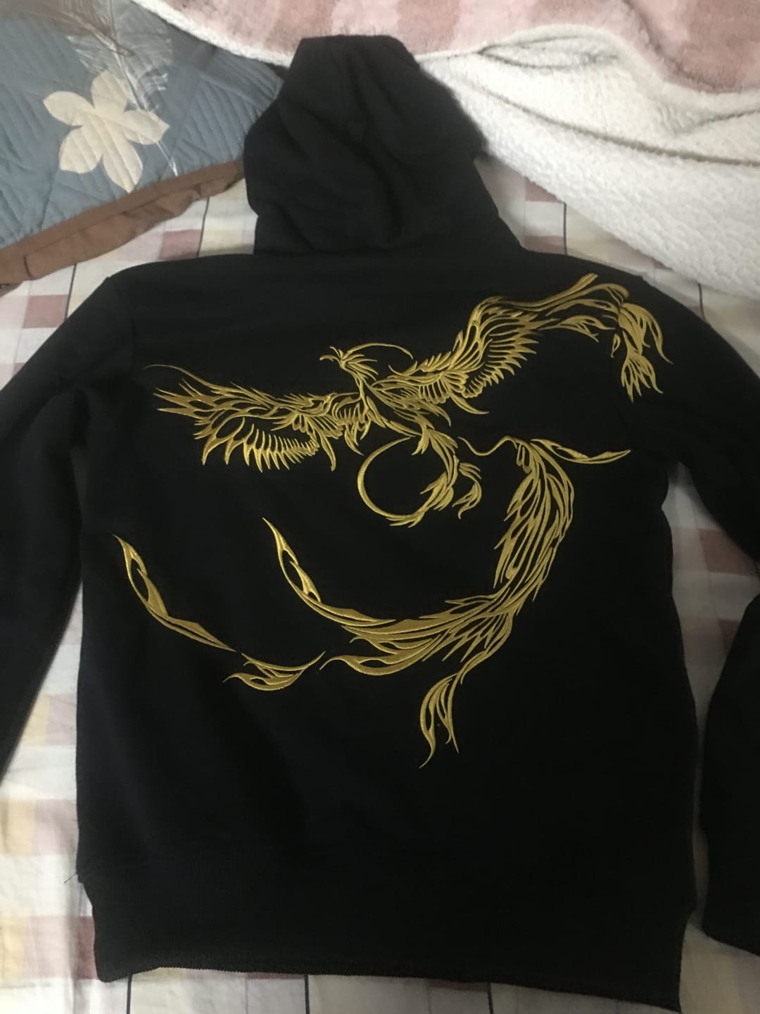 Customer photo review of Golden Phoenix Embroidered Hoodie