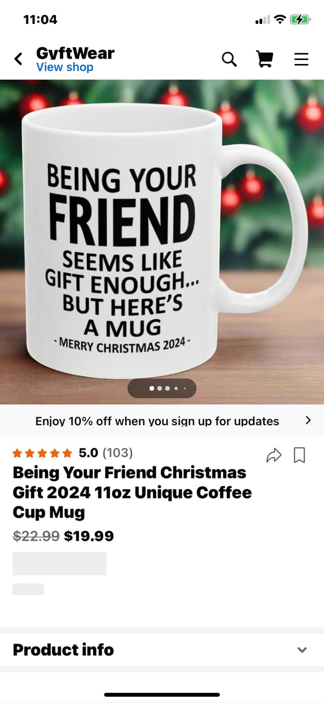 Customer photo review of Being Your Friend Christmas Gift 2024 11oz Unique Coffee Cup Mug
