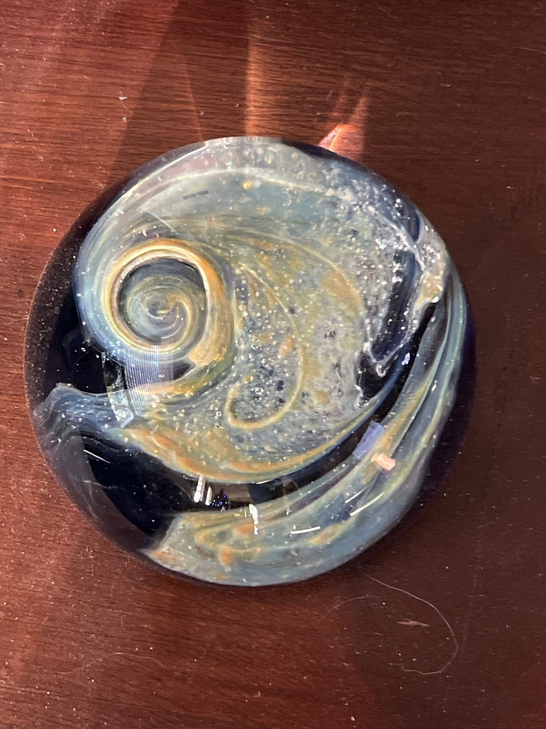 Customer photo review of Nightswirl Paperweight with Infused Cremation Ash