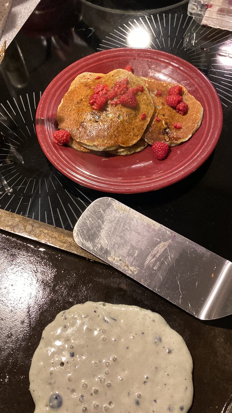 Customer photo review of Cousin T's Gourmet Blueberry Pancake Mix