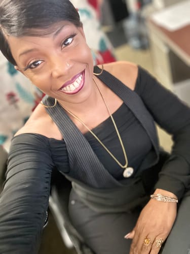 Customer photo review of Double layered mesh off shoulder ruched long sleeve solid crop top