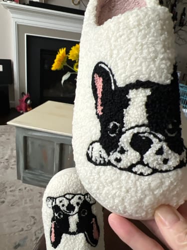 Customer photo review of Boston Terrier Slippers