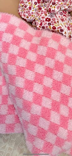 Customer photo review of Cotton Candy Check Print Toddler Blanket
