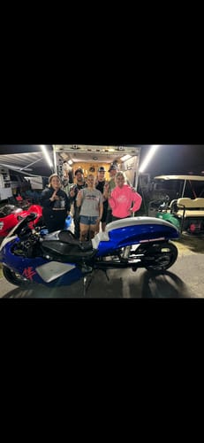 Customer photo review of Racing Trailer Pit Light – Dual 5 Foot Pole 20,000 Lumens