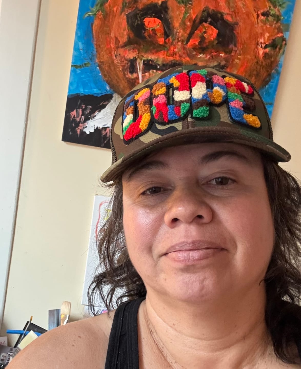 Customer photo review of Chenille Dope Camo Patched Hat