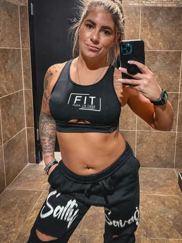 Customer photo review of Salty Savage Unisex “Signature” Ripped Fleece Sweatpants/Joggers