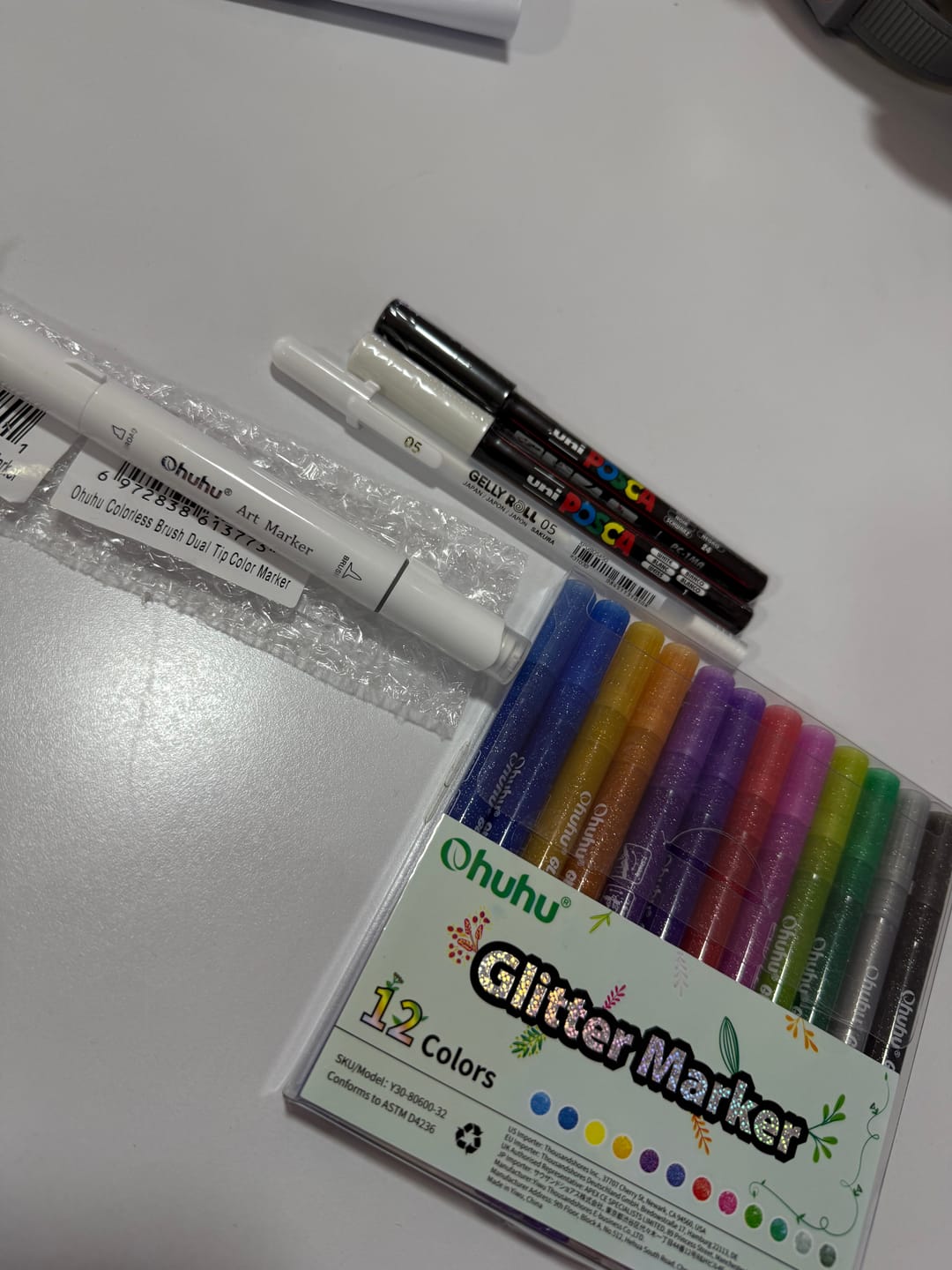 Customer photo review of Ohuhu - Set 12 Marcadores Glitter Marker