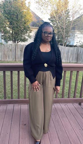 Customer photo review of V-Neck Knitted Cardigan