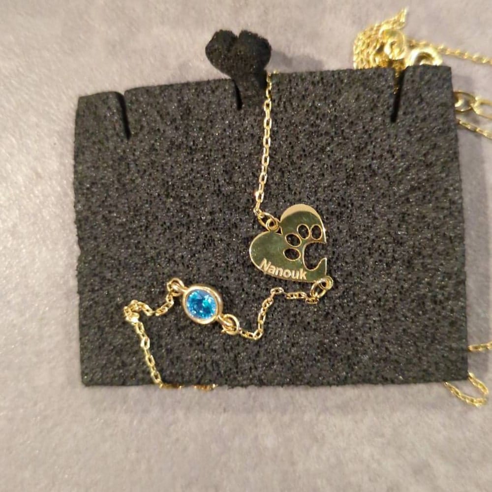 Customer photo review of Custom Engraved Paw Print Necklace