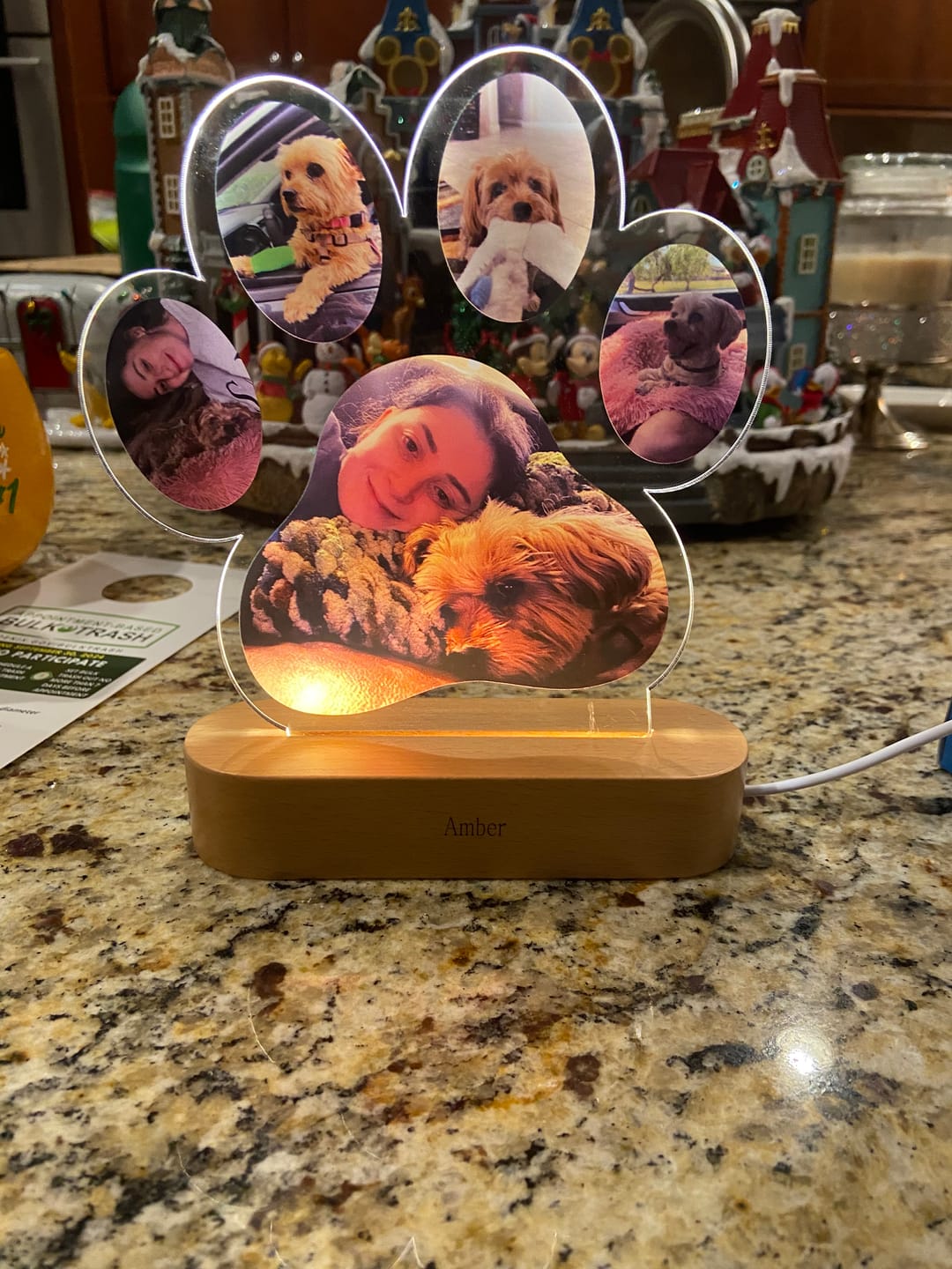 Customer photo review of Custom Pet Led Night Light with Photo Personalized Dog Paw Print Gift for Pet Lover