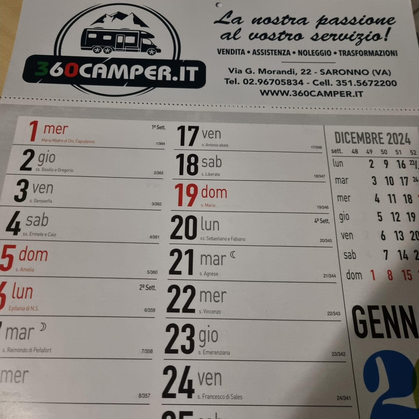 Customer photo review of Calendario Olandese Moderno
