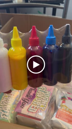 Customer video review of DTF Starter Bundle: A3+(13x19) Hot Peel, 500g Soft Powder & 100ml Ink Set