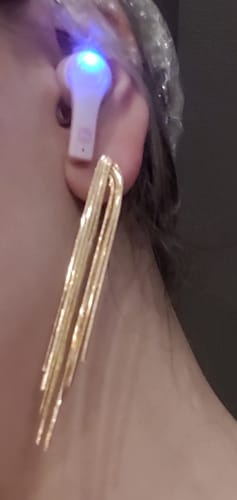 Customer photo review of Chain Chandelier Clip On Earrings in Gold