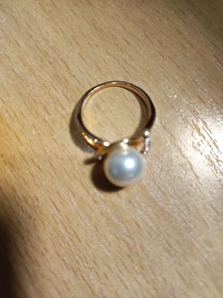 Customer photo review of Rose Gold Geometry Pearl Ring Pave Setting — Rose Gold Silver Mix | KIMLUD