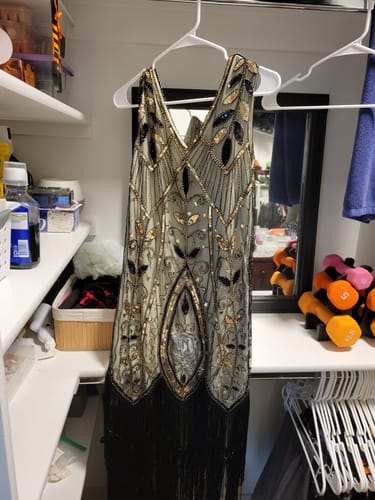 Customer photo review of [US Warehouse] White 1920s Sequined Fringe Dress