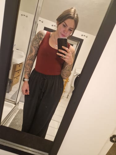 Customer photo review of High Waisted Wide Leg ‘Olivia’ Trousers