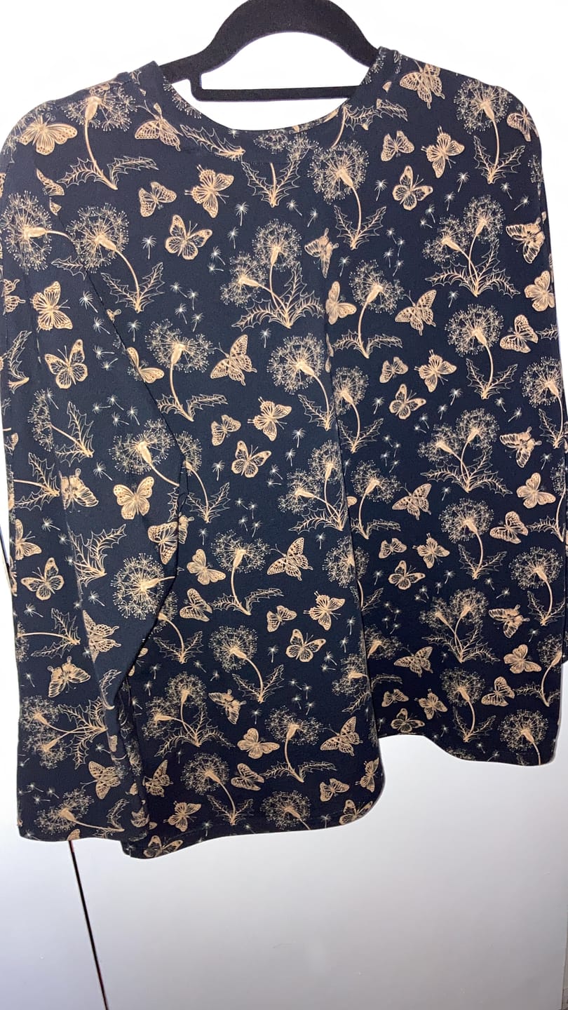 Customer photo review of Gold Butterfly Floral French Terry Fabric