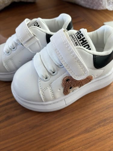 Customer photo review of Fuzzy Bear Patch Sneakers