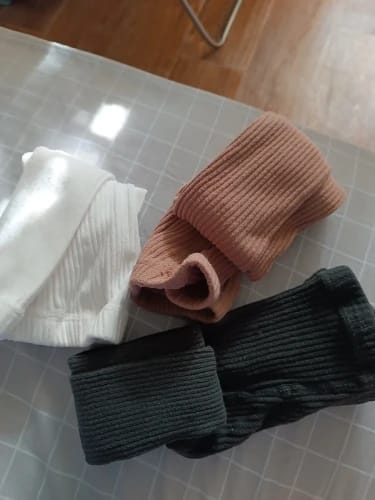 Customer photo review of Solid Ribbed Baby Tights Stockings