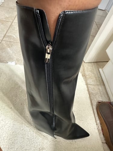Customer photo review of Faux Leather Knee Boots