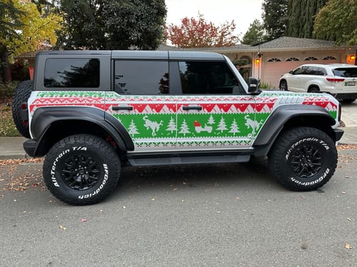 Customer photo review of MEK Removable Trail Armor: Bronco 4D Ugly Sweater Holiday Edition