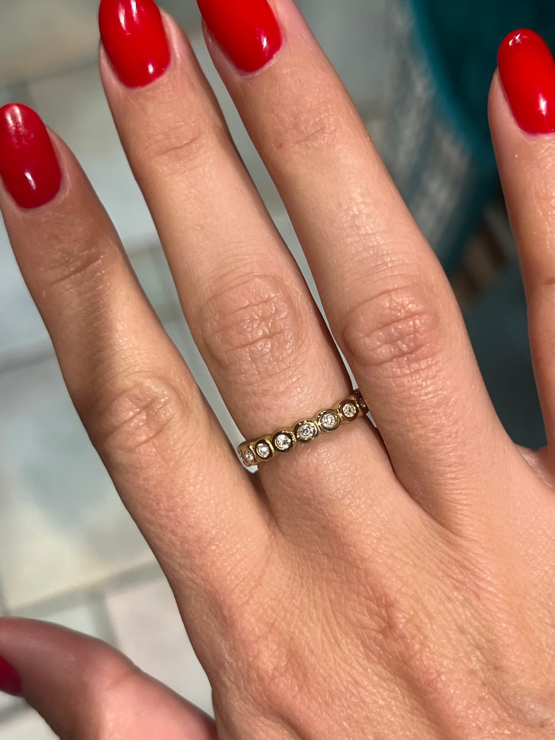 Customer photo review of Bezel Tennis Ring