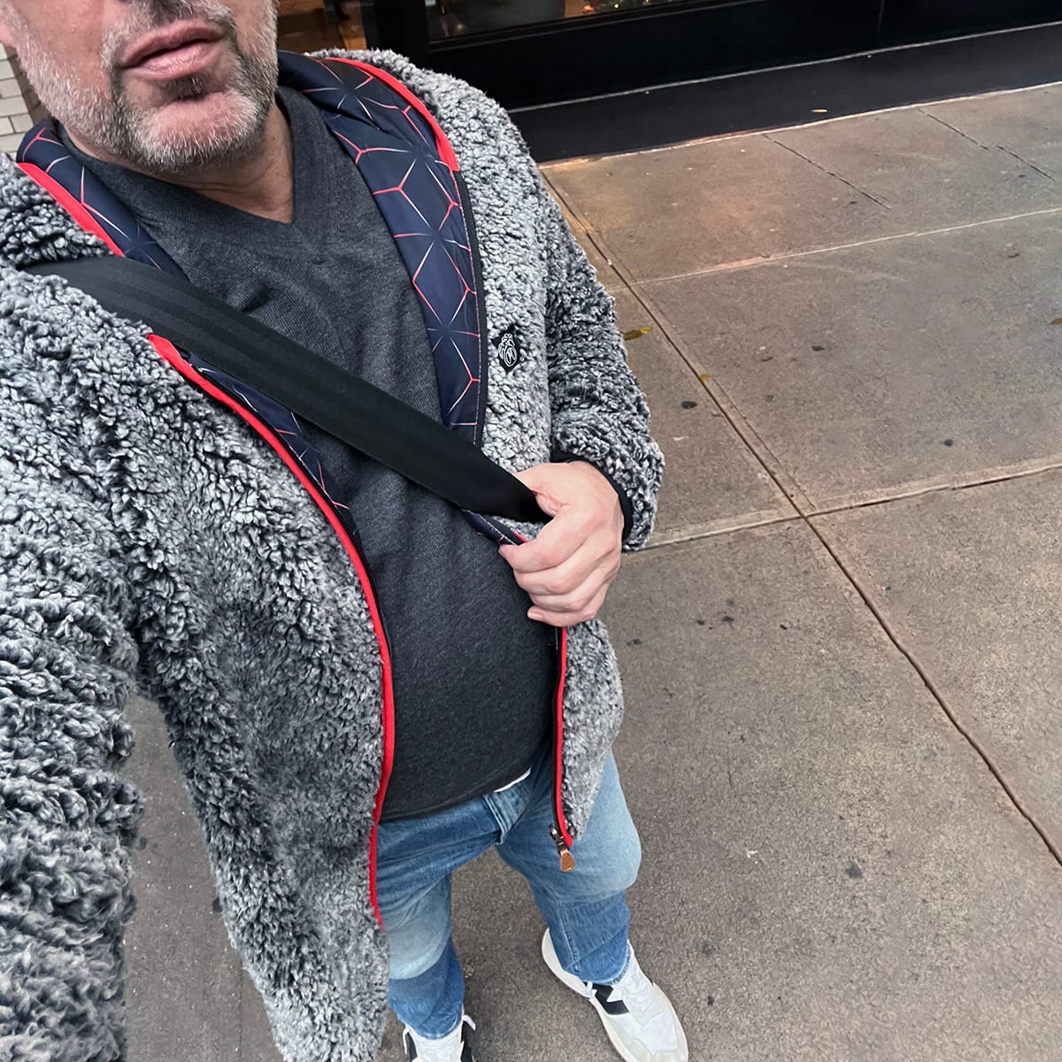 Customer photo review of Reversible Sherpa Full Zip Hoodie