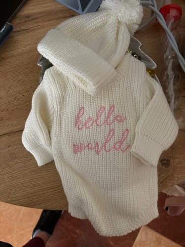 Customer photo review of Newborn Hello World Knitted Romper