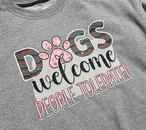 Customer photo review of For The Love At The Horses DTF Transfer