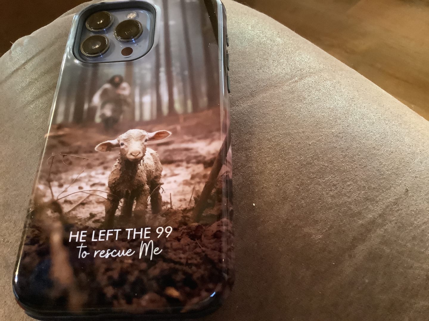Customer photo review of He Left the 99 to Rescue Me, Jesus and Lost Sheep, Phone Case