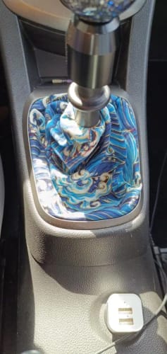 Customer photo review of JDM Fabric Blue Waves Gear Shift Boot