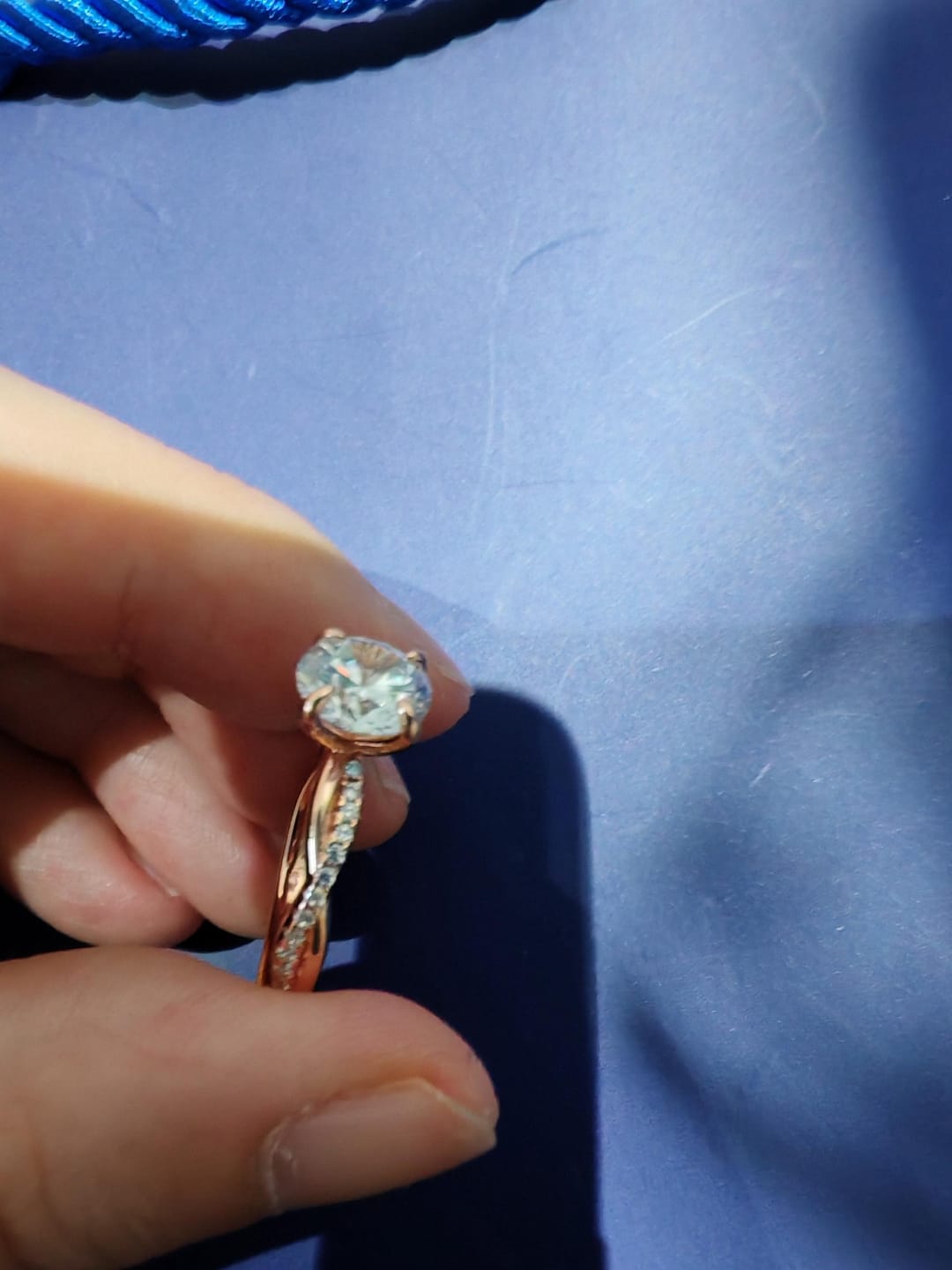 Customer photo review of S925 1.25 Carat Twist Round Cut Engagement Ring In Sterling Silver For Bridal & Daily Wear