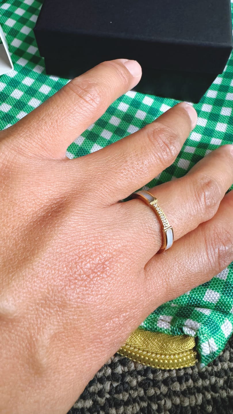 Customer photo review of Mother Of Pearl & Crystal Ring