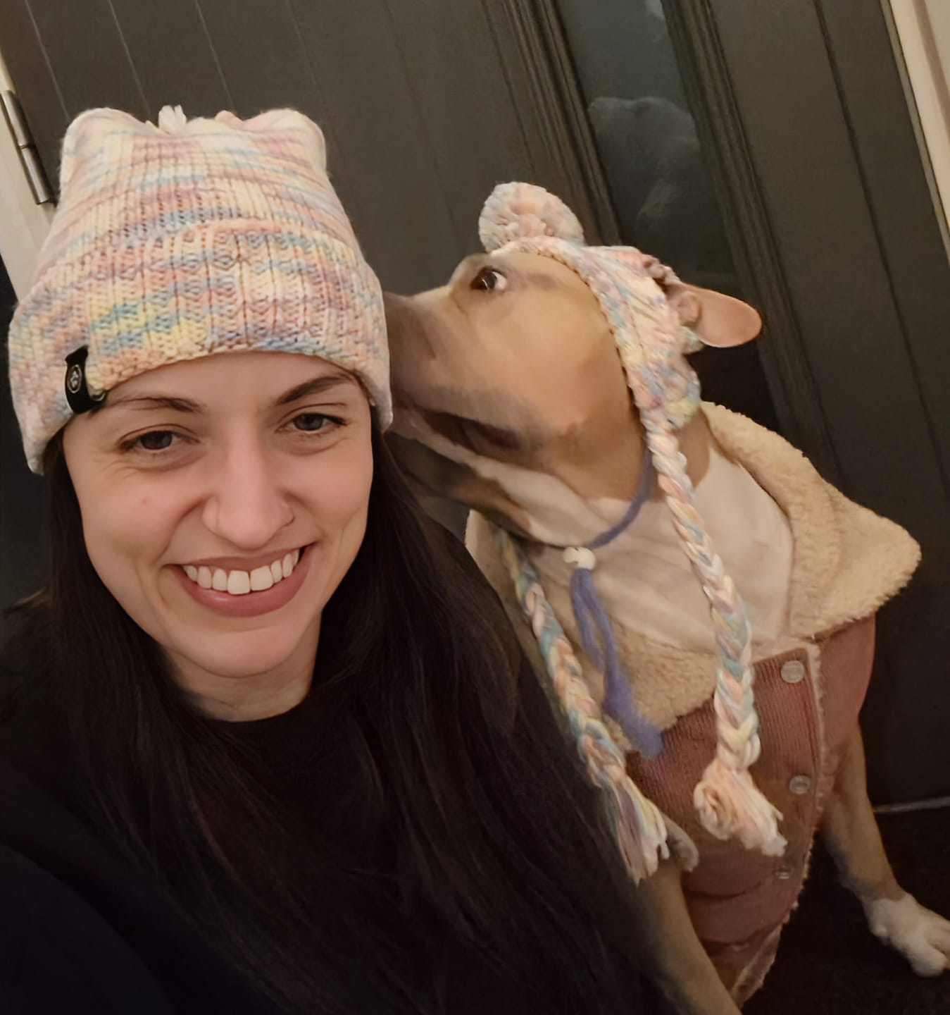 Customer photo review of Human Pompom Hat - Pastel Icing