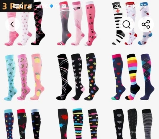Customer photo review of Cotton Knee-High Compression Socks 20-30mmHg — Black | KIMLUD