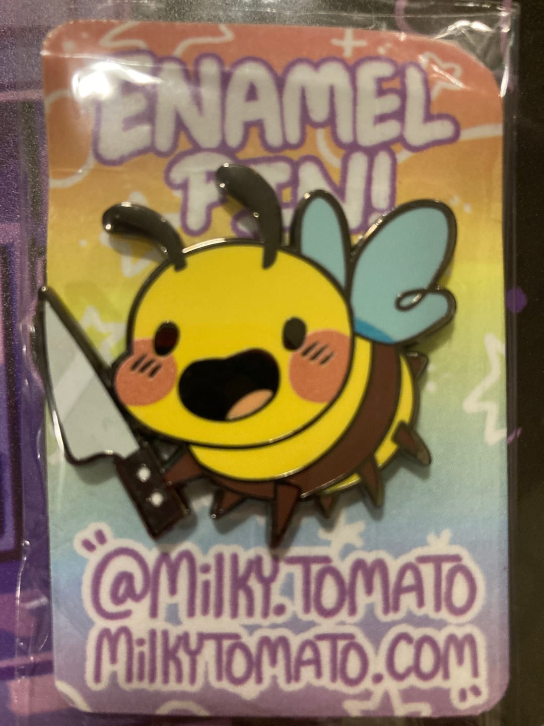 Customer photo review of Knife Bee Enamel Pin