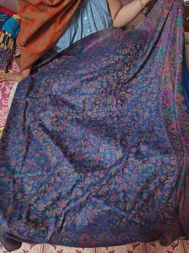 Customer photo review of Pashtush Womens Faux Pashmina Shawl, Ethnic Jamawar  Design, Blue