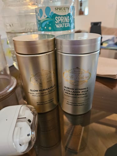 Customer photo review of NEW Glow Nubian Pills + Nubian Vitamin C & Collagen Pill Set