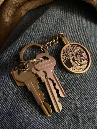 Customer photo review of 1 to 65 Year Sobriety Mint Twisted Tree of Life Gold Plated AA Recovery Medallion/Chip/Coin - Black