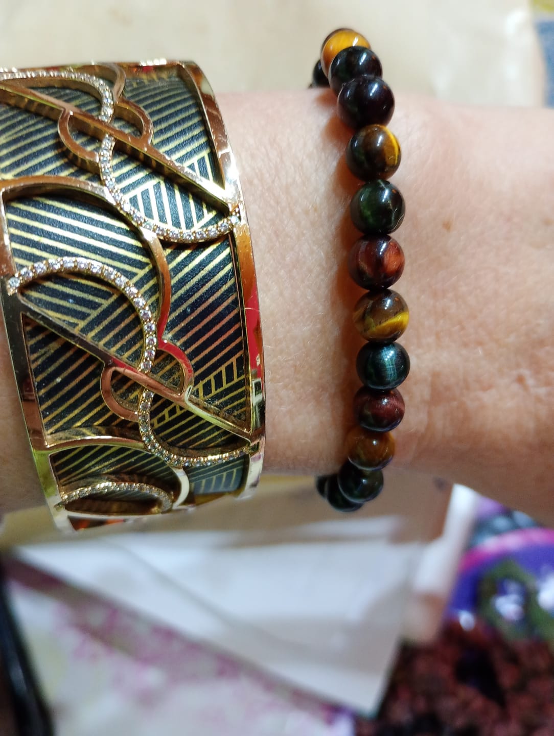Customer photo review of Bracelet Œil de Tigre, Faucon et Taureau