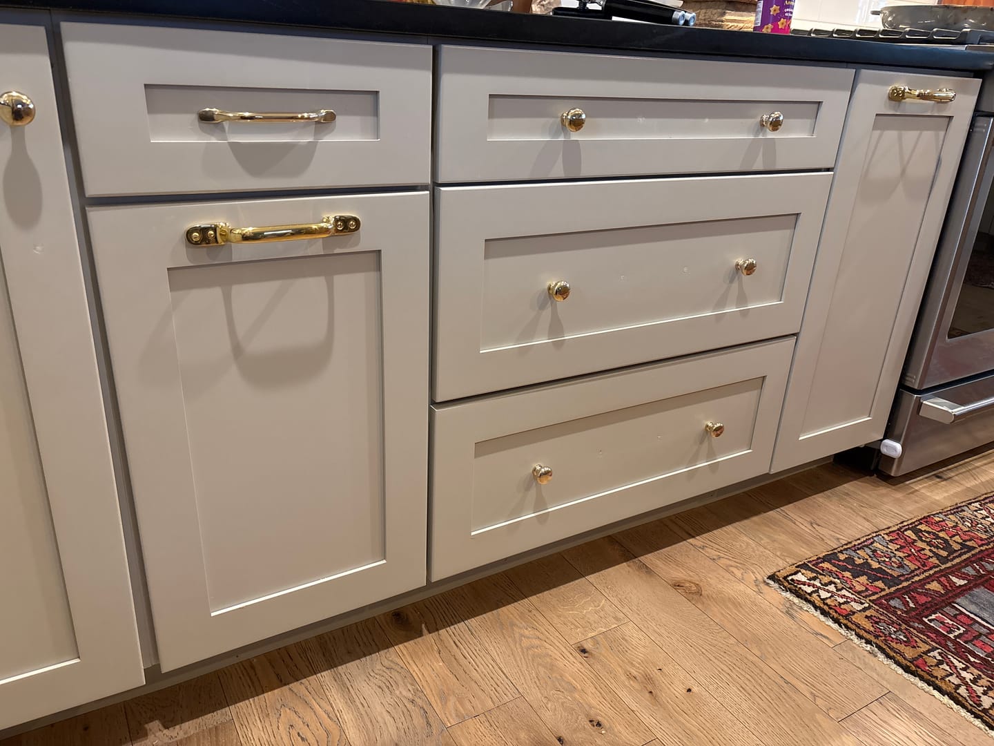Customer photo review of Classic Polished Brass Cupboard Handles