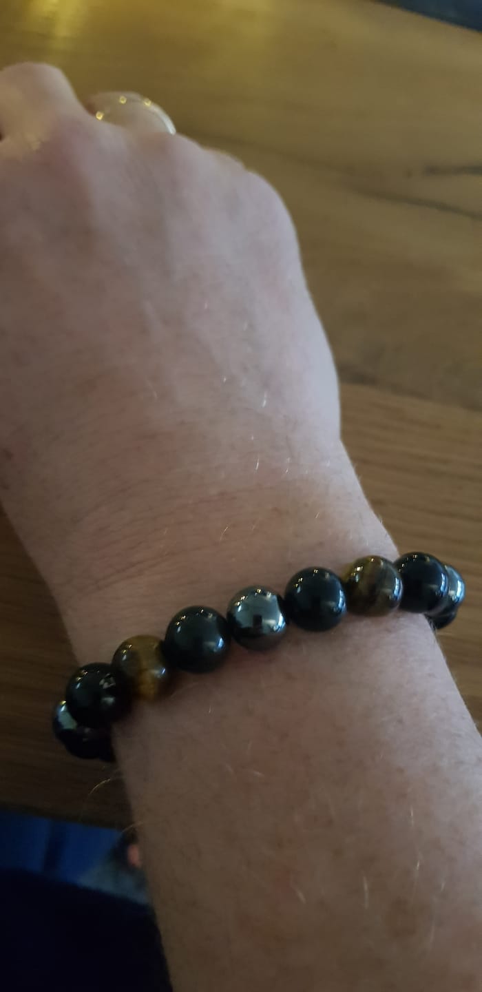 Customer photo review of DREIFACHER SCHÜTZER Tigerauge - Hämatit - Schwarzer Obsidian