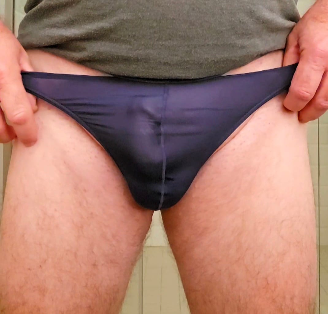 Customer photo review of 4 Pack Men's Sexy Pouch T-Back Thongs