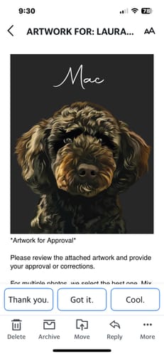 Customer photo review of Pet Art Canvas Wrap