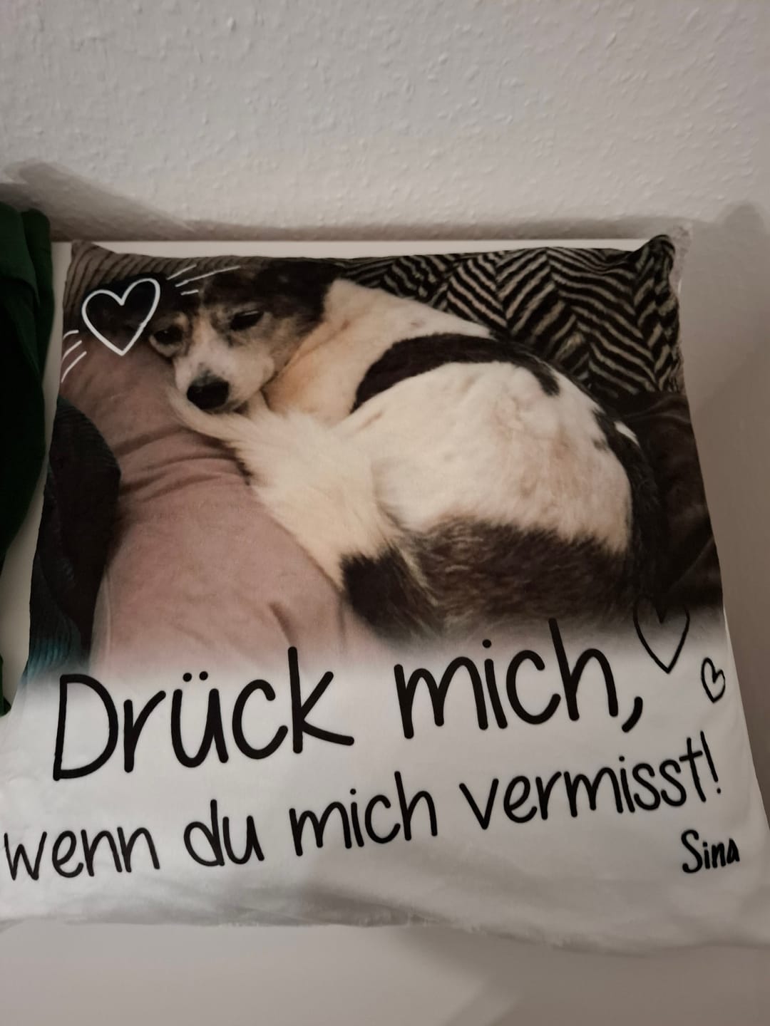 Customer photo review of Kuschel mich, wenn du mich vermisst - Individuelles Kissen
