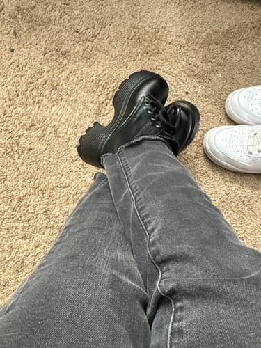 Customer photo review of Block Heel Lace Up Ankle Boots For Petite Feet GS204