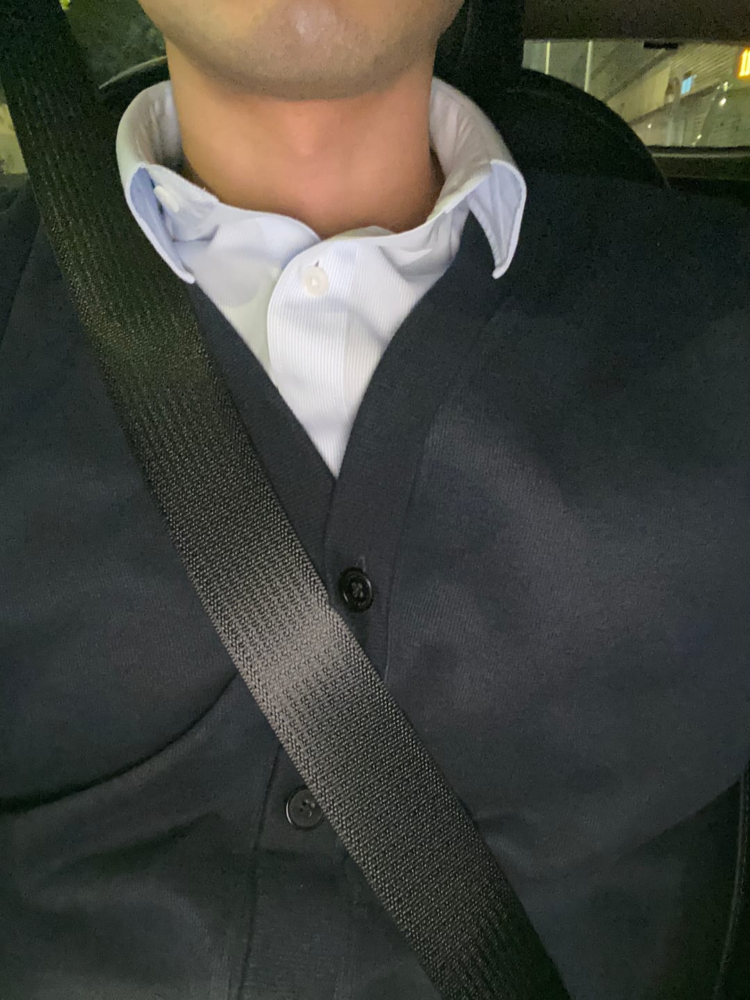 Customer photo review of Wrinkle-Free Pinpoint Oxford Dress Shirt | Navy Stripes 1143NZ